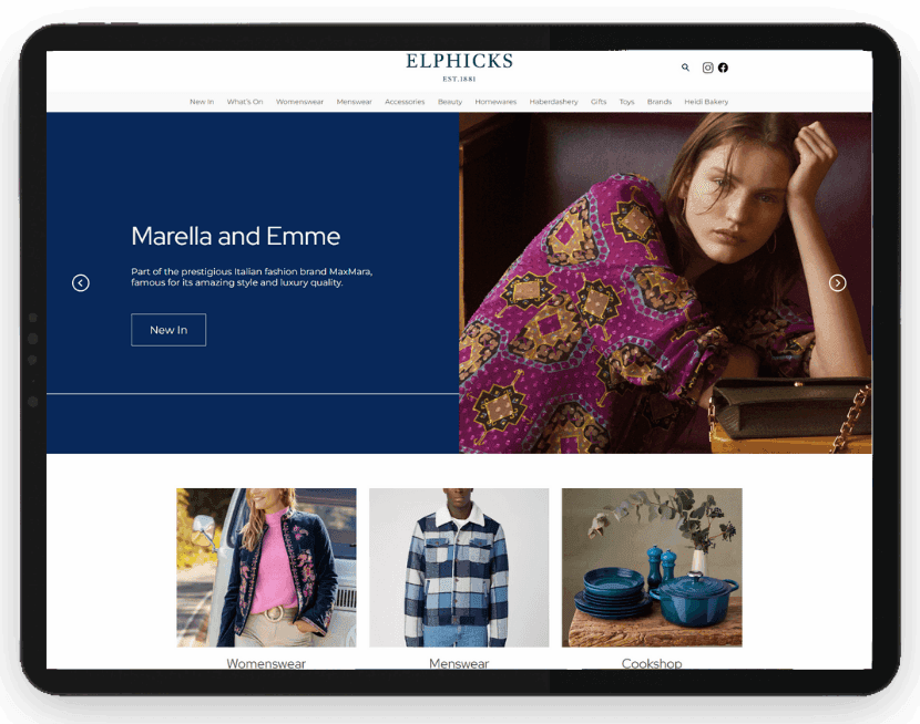 Elphicks website shown on a tablet