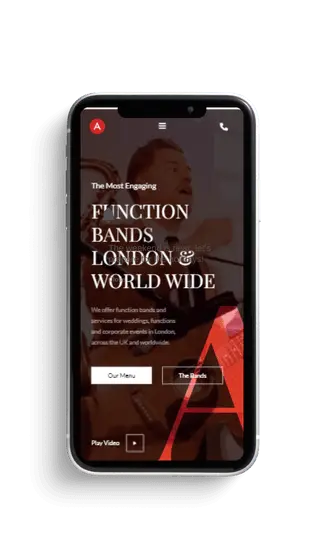 Website page displayed on a phone screen