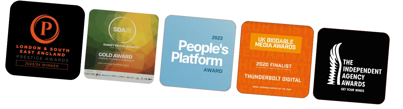 Logos for 5 of the awards Thunderbolt has won