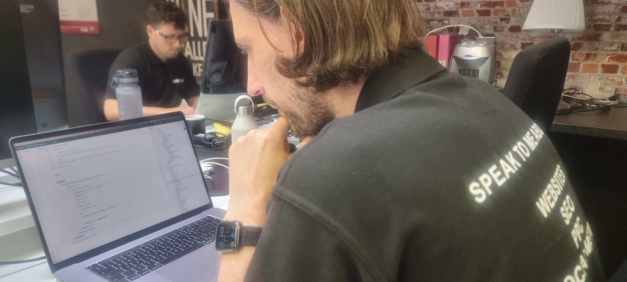 Senior Developer Nick hard at work coding