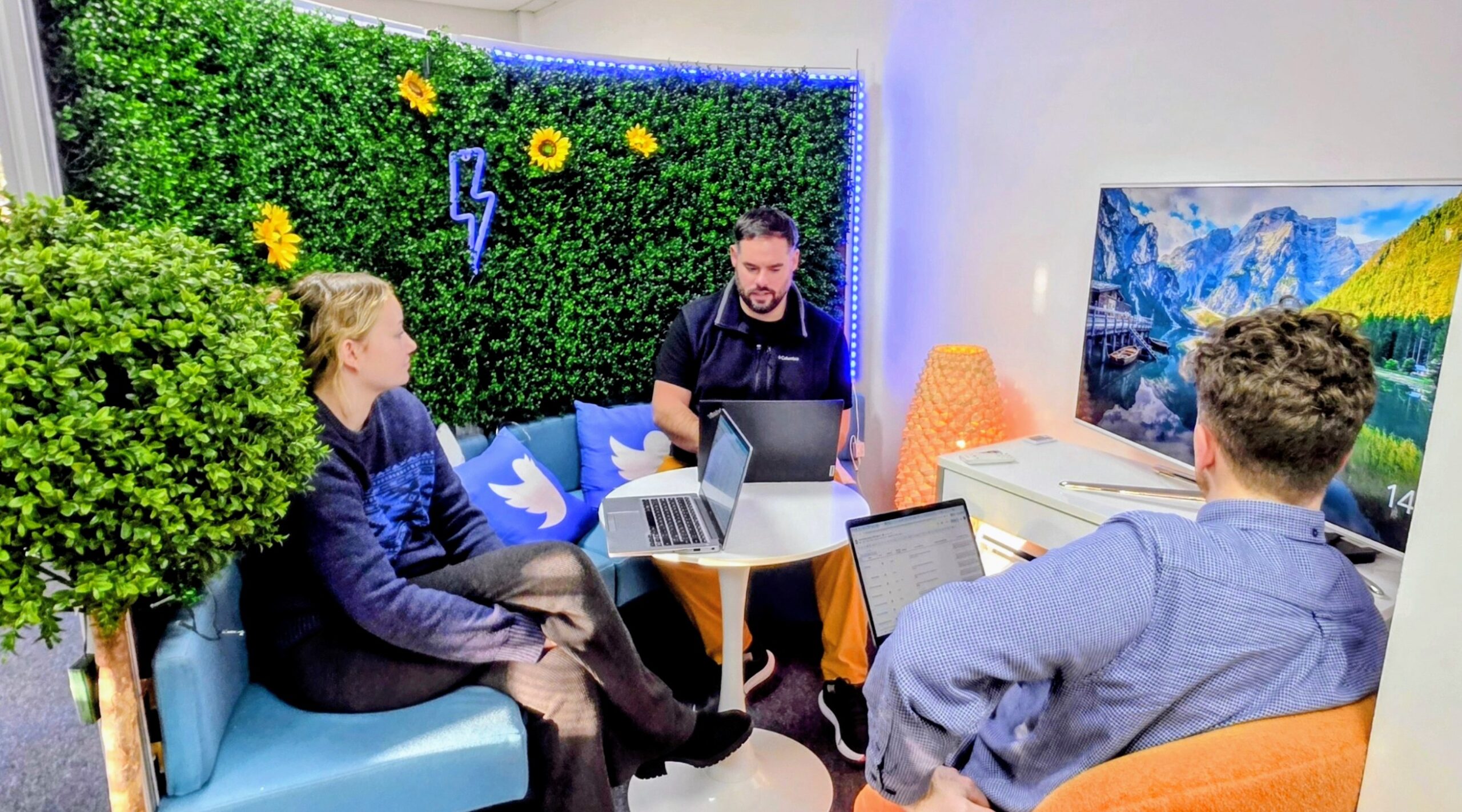 Our marketing agency team having a catch-up meeting