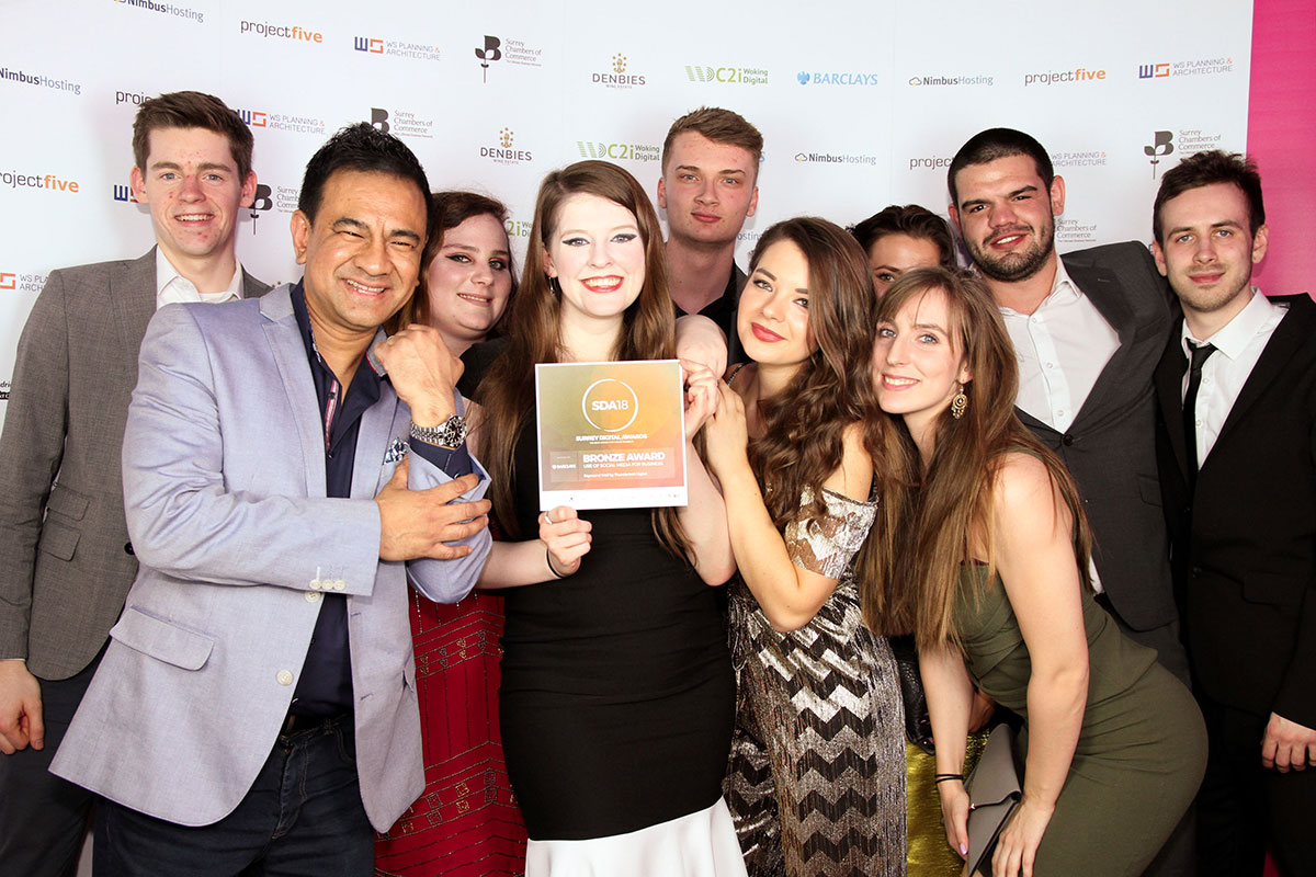 Our web design team after winning at the Surrey Digital Awards