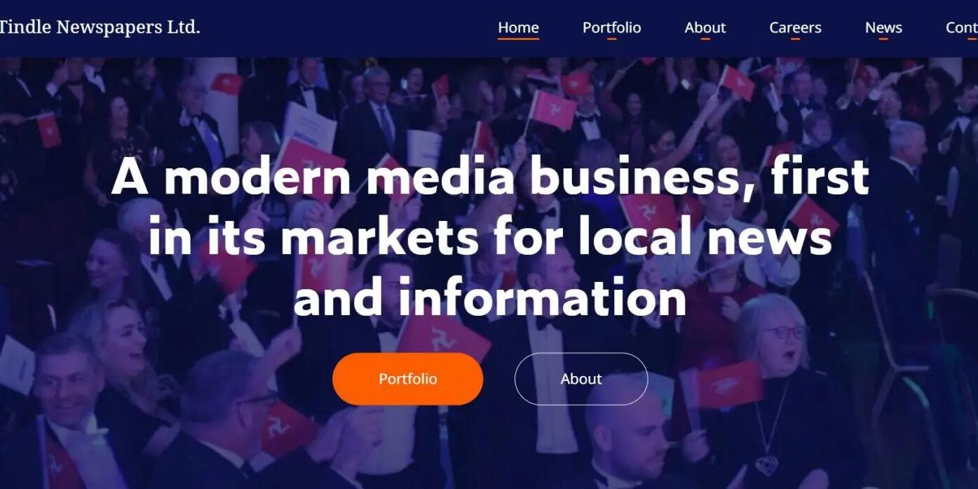 The homepage of Tindle Newspapers' new, bespoke website