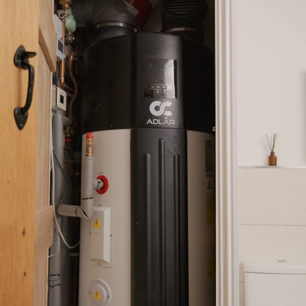 An Adlår Castra heat pump installed in a UK home
