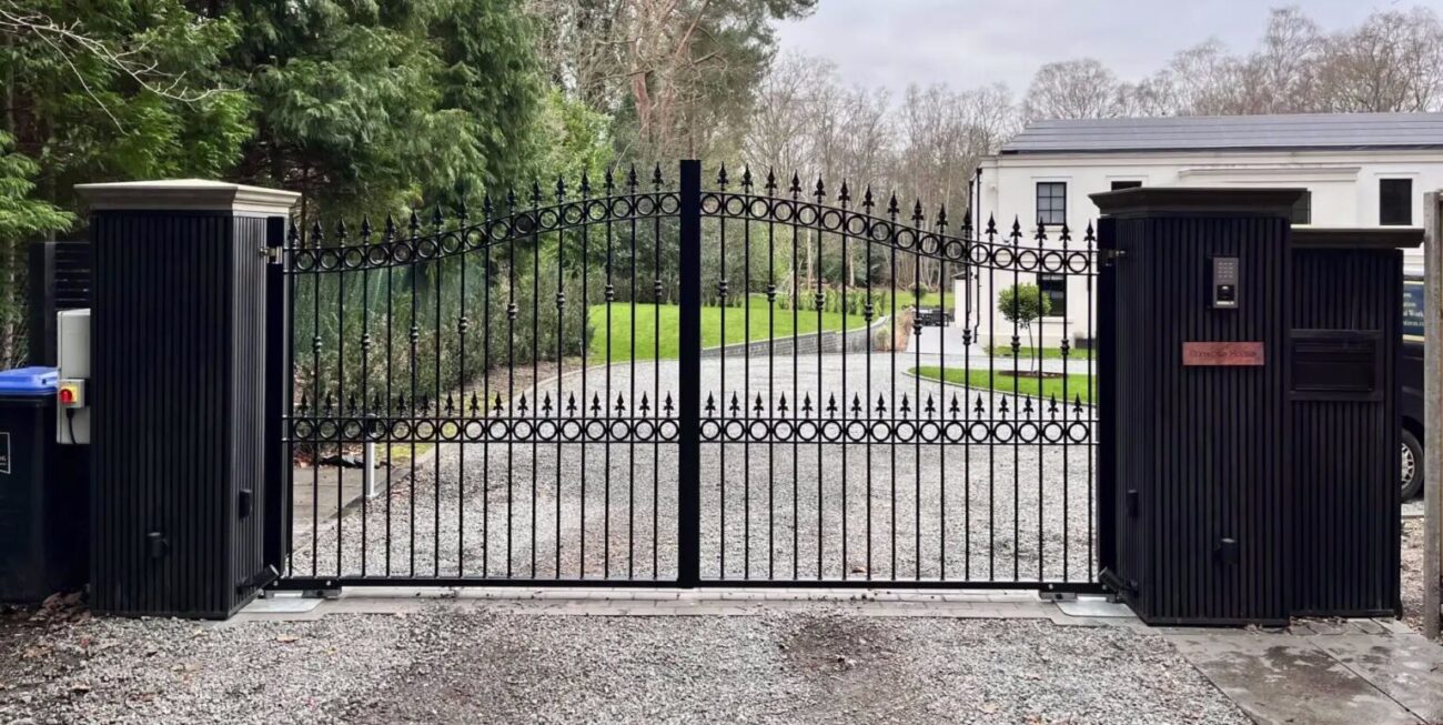A picture of the Primrose wrought iron entrance gates, advertised through Google Ads PPC