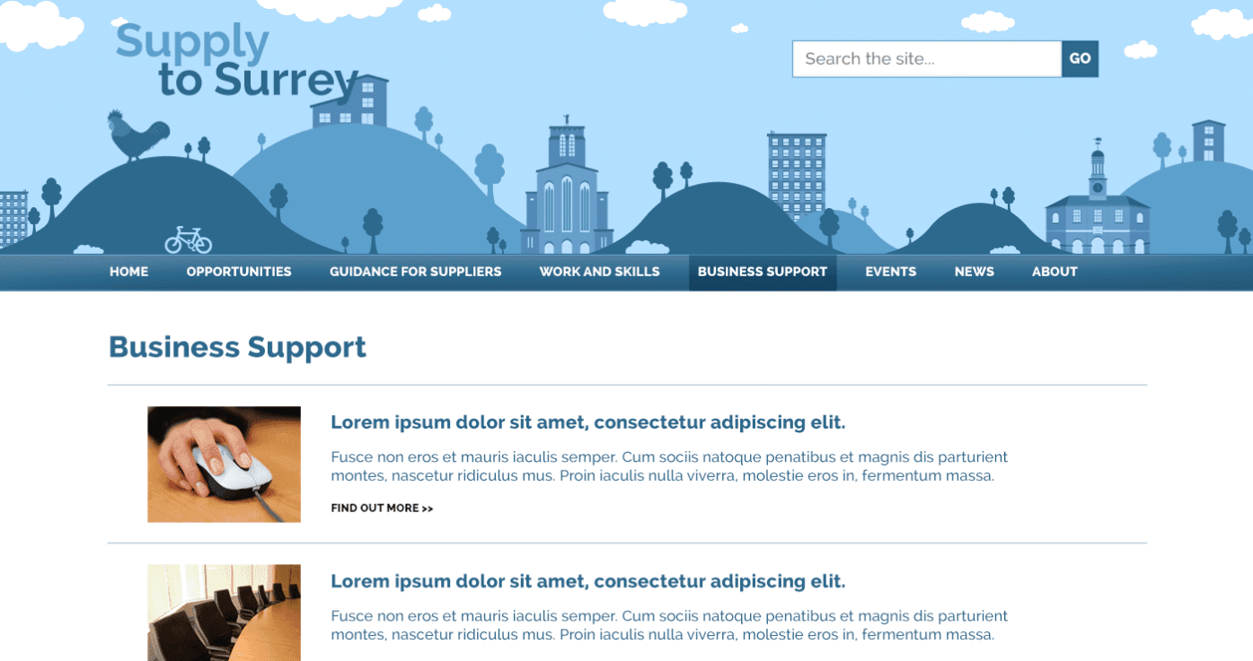 Supply to Surrey website design