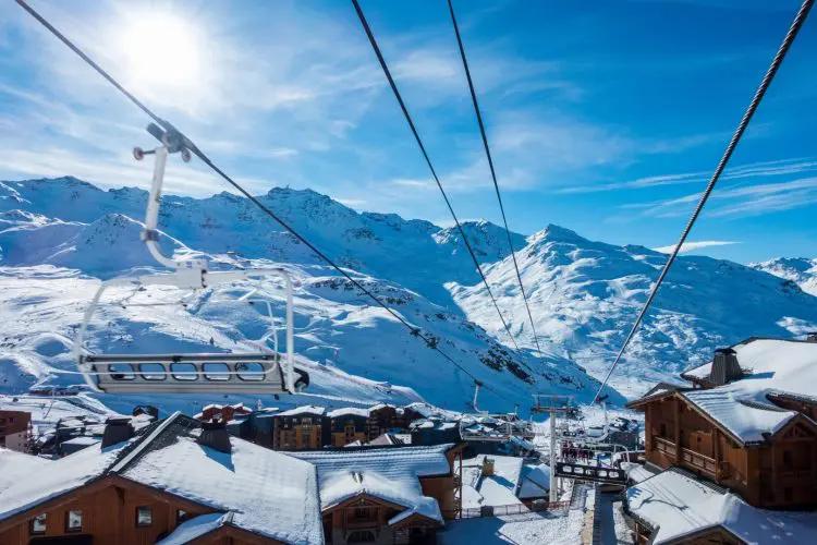 View of Val Thorens skiing from a cable car