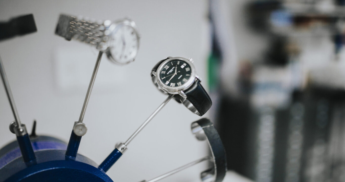 Raymond Weil watches on display at Swico's workshop