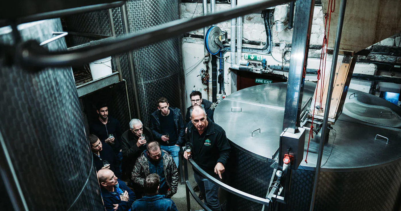 A Hogs Back Brewery tour group