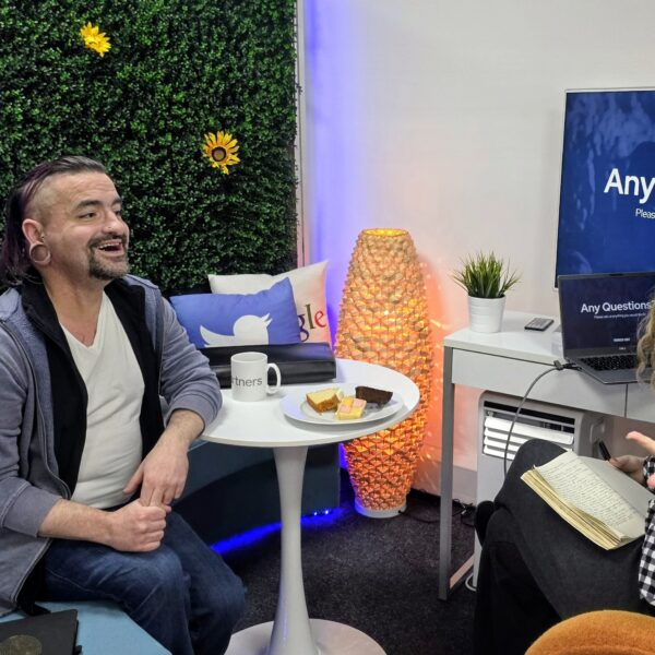 Ellie's first solo client meeting in the Thunderbolt office nook