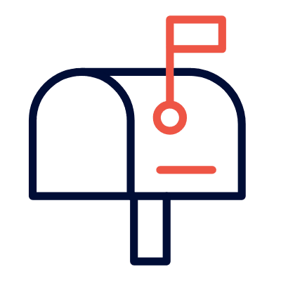 Letter flying into a mailbox icon