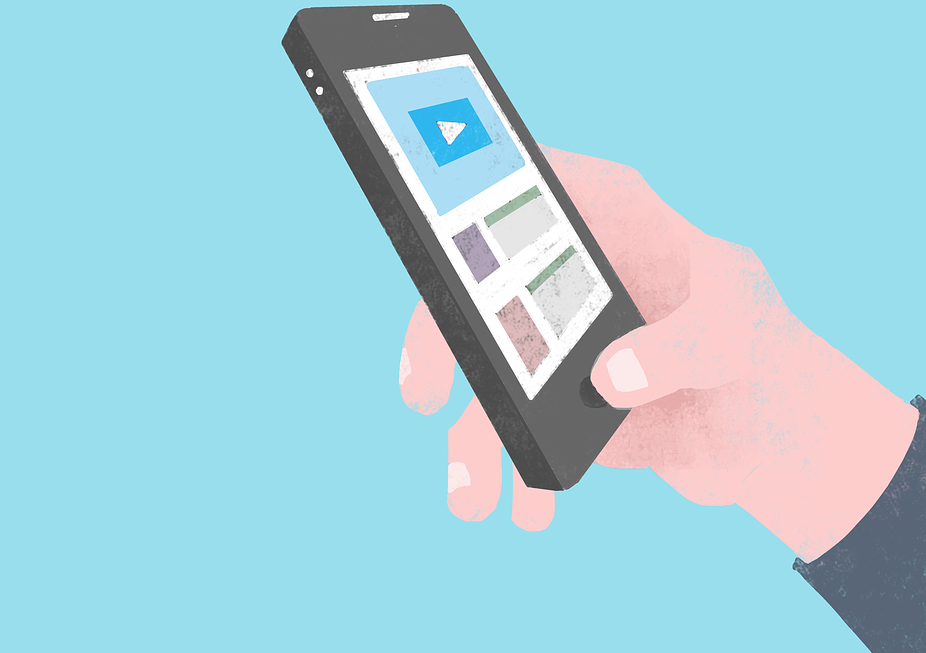 Cartoon image of someone using a phone | Website Design Surrey | Thunderbolt