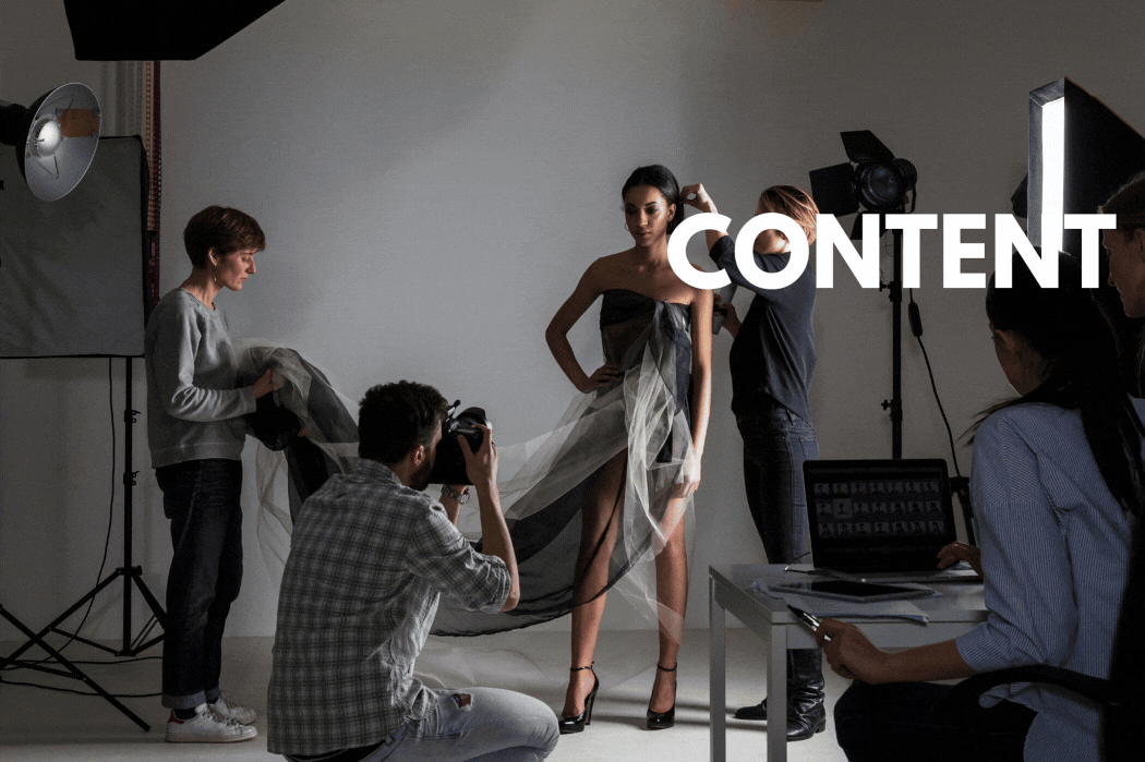 A photoshoot at a marketing agency in Surrey, with the title "Content Marketing Strategies for 2025"