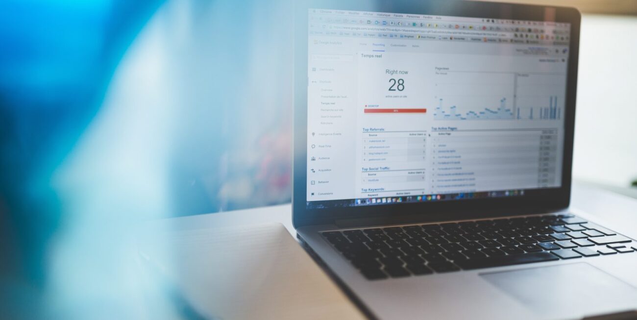 A laptop showing web analytics