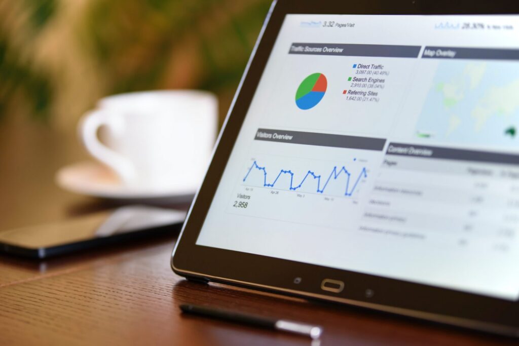 Analytics overview on a tablet