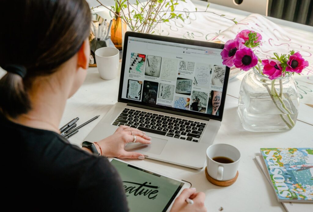 woman on laptop. digital agency in Surrey