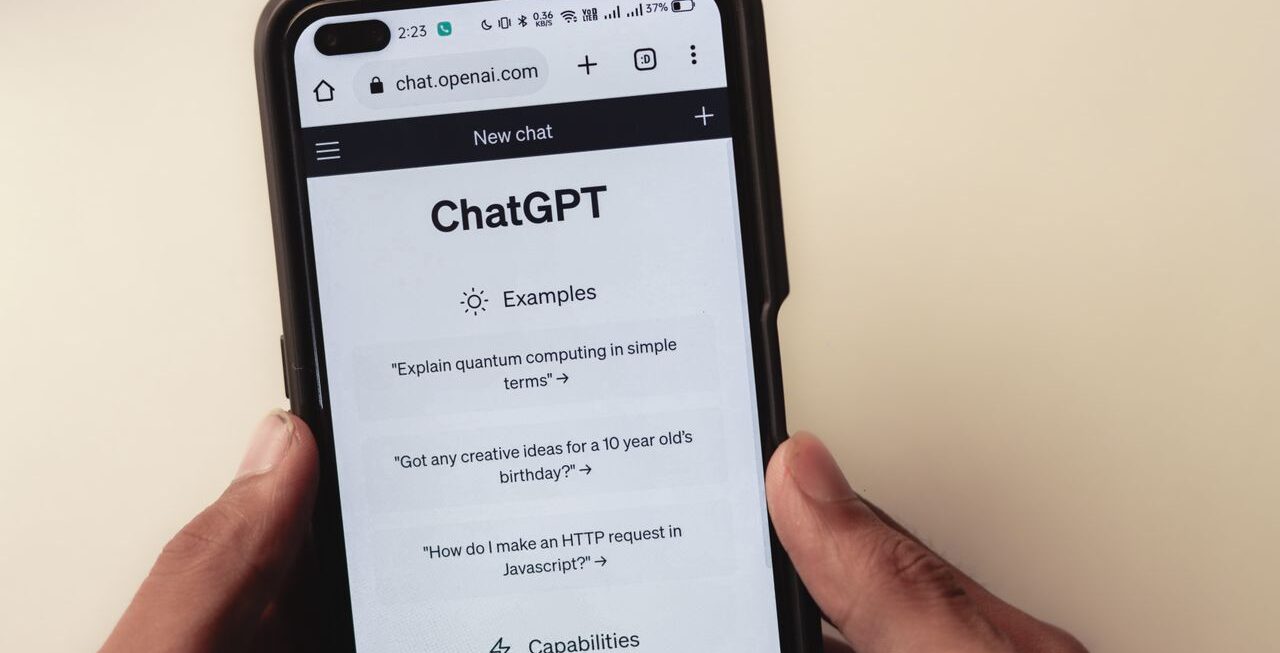 Person using ChatGPT on the mobile device