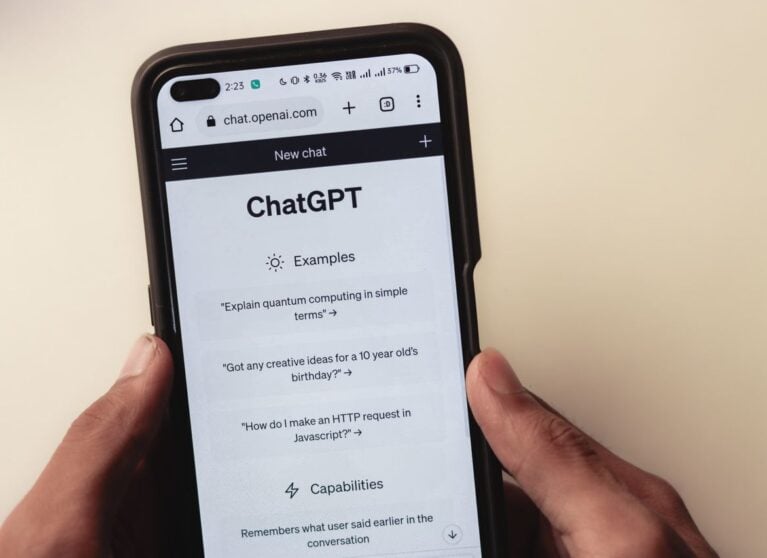 Person using ChatGPT on the mobile device