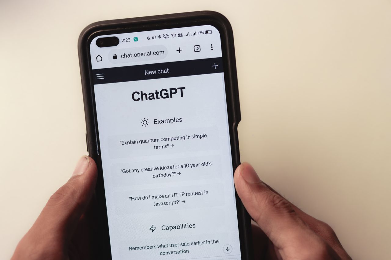 Person using ChatGPT on the mobile device